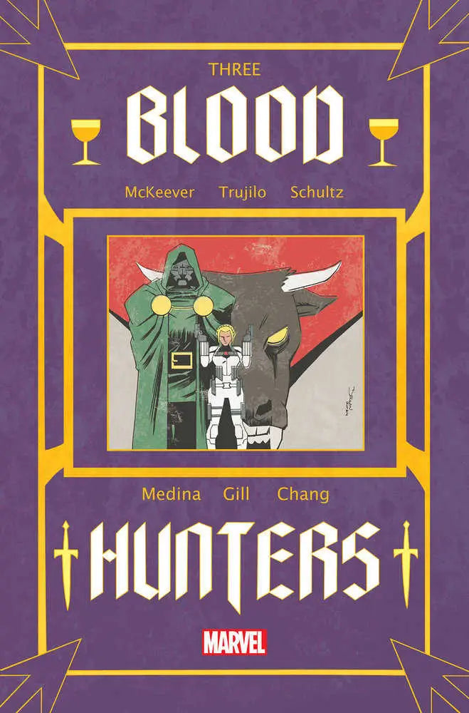 Comic book cover for Blood Hunters #3 featuring Doctor Doom and a Stormtrooper against red