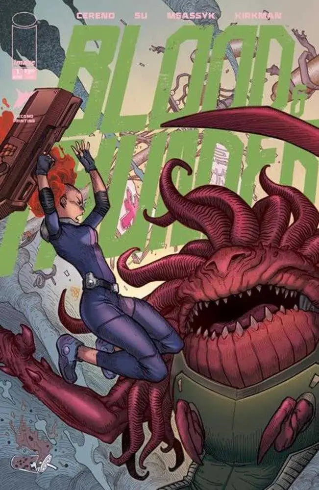Comic book cover of Blood & Thunder #1 2nd print msassyk variant featuring vibrant artwork