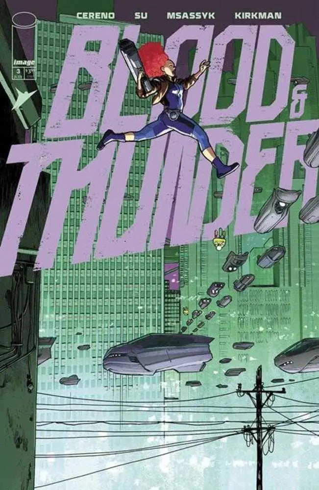 Comic book cover Blood & Thunder #3 Cover B David Lopez Variant featuring a futuristic city scene