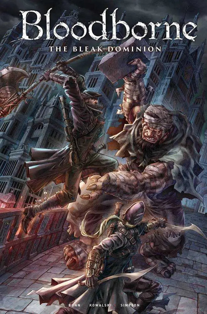 Comic book cover art for Bloodborne: The Bleak Dominion featuring gothic horror combat scene