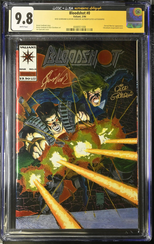 Bloodshot #0 graded CGC 9.8 Signed by Kevin Vanhook & Dick Giordano - Comic Book