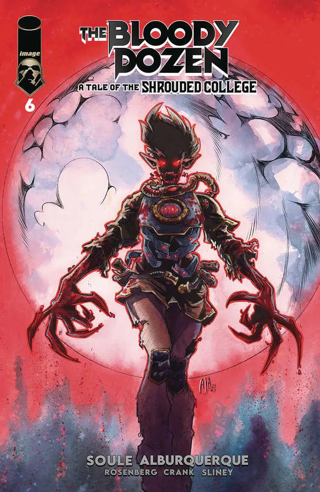 Menacing figure with claws on The Bloody Dozen comic cover for Shrouded College