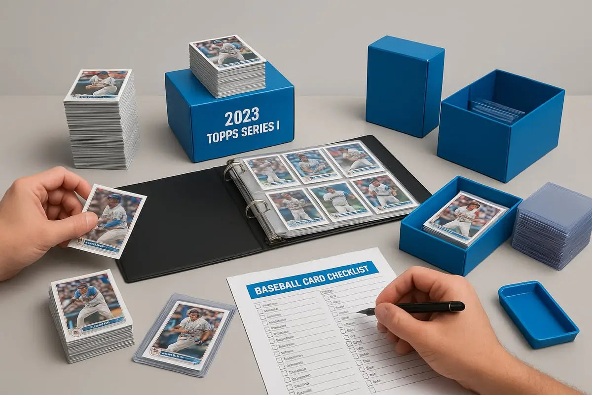 Blue 2023 Topps Series 1 hobby box with rookie class