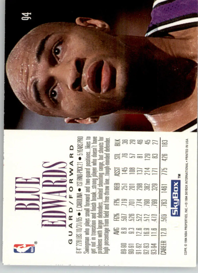 Blue Edwards - 1994-95 SkyBox Premium - #94 - Basketball - Basketball Card Single