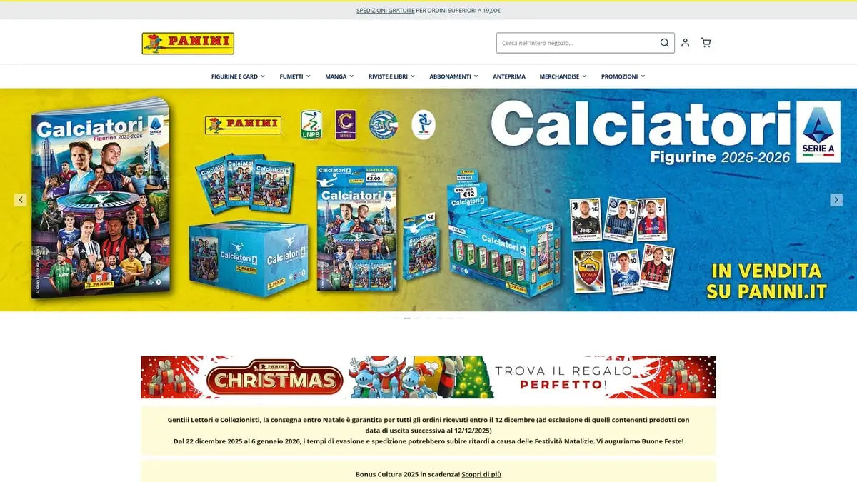 Blue Panini Calciatori 2025-2026 Serie A sticker packs at essential Panini stores