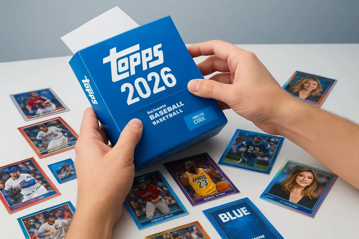 Blue Topps 2026 hobby box with one-time code