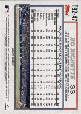 Bo Bichette 2021 Topps Update 1992 Topps Redux #T92-47 Toronto Blue Jays - Baseball Card Single