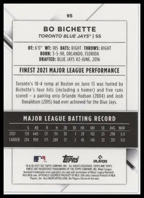 Bo Bichette 2022 Finest #95 Toronto Blue Jays - Baseball Card Single