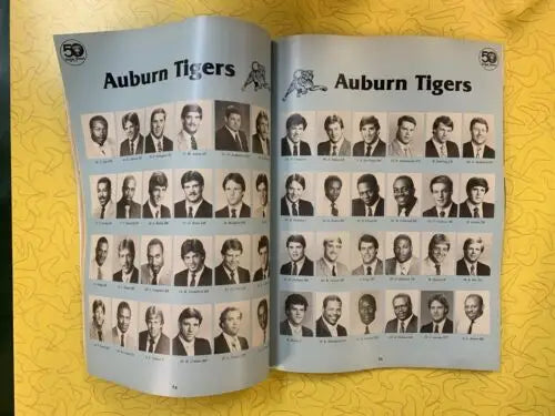 Open yearbook spread of Bo Jackson in 50th Sugar Bowl Football Program Auburn Michigan
