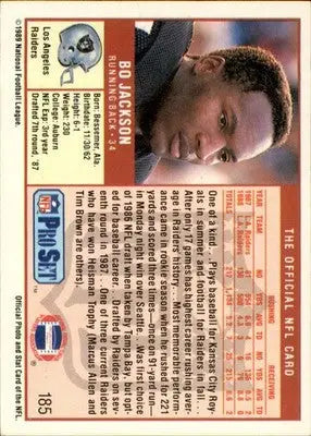 Bo Jackson - 1989 Pro Set - #185 - Football - Football Card Single