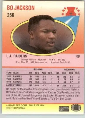 Bo Jackson - 1990 Fleer - #256 - Football - Football Card Single