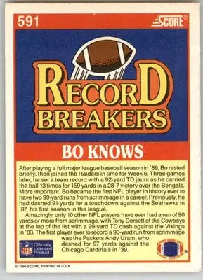 Bo Jackson - 1990 Score - #591 - Football - Football Card Single