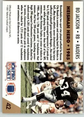 Bo Jackson - 1991 Pro Set - #42 - Football - Football Card Single