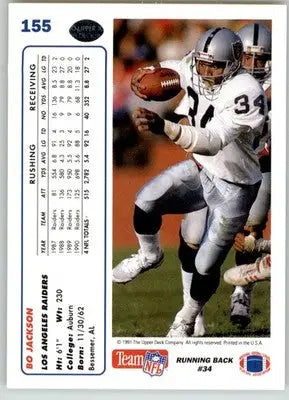 Bo Jackson - 1991 Upper Deck - #155b - Football - Football Card Single