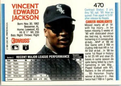 Bo Jackson - 1992 Donruss - #470b - Baseball - Baseball Card Single