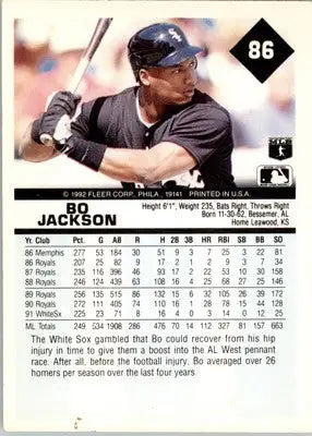 Bo Jackson - 1992 Fleer - #86b - Baseball - Baseball Card Single