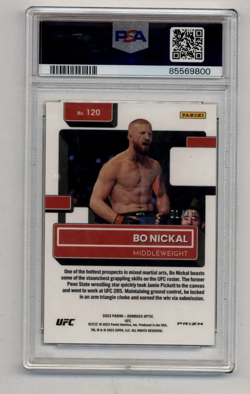 Bo Nickal 2023 Donruss Optic UFC Gold 01/10 PSA 10 Gem Mint - UFC/MMA Card Single