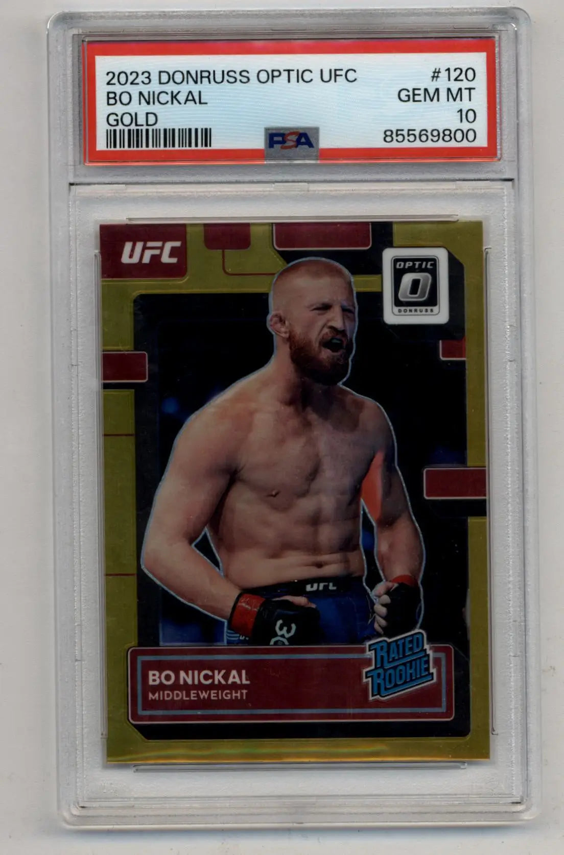 Bo Nickal 2023 Donruss Optic UFC Gold 01/10 PSA 10 Gem Mint - UFC/MMA Card Single