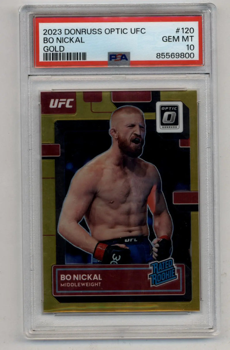Bo Nickal 2023 Donruss Optic UFC Gold 01/10 PSA 10 Gem Mint - UFC/MMA Card Single
