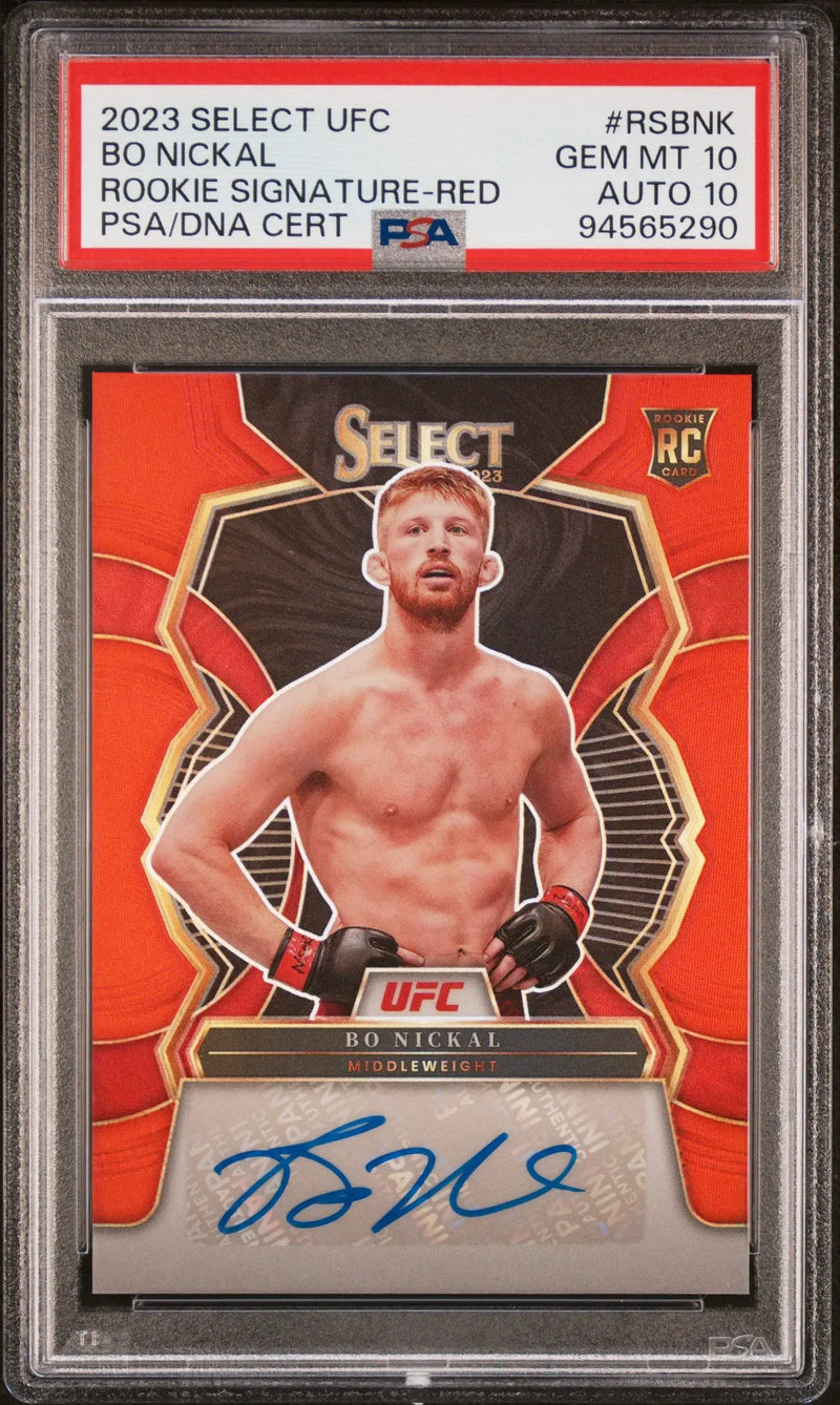 Bo Nickal 2023 Panini Select UFC Rookie Signature Red Auto #75/99 PSA 10 Auto 10 - UFC/MMA Card Single