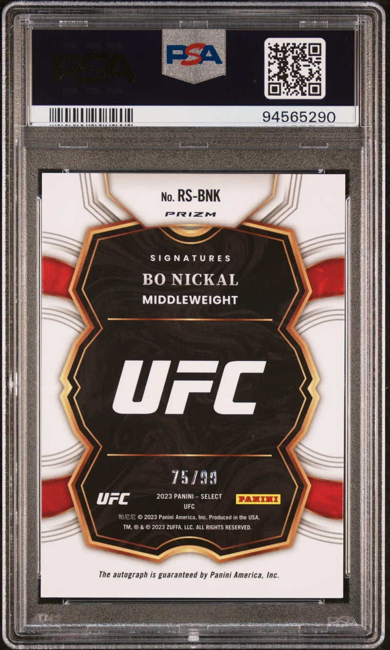 Bo Nickal 2023 Panini Select UFC Rookie Signature Red Auto #75/99 PSA 10 Auto 10 - UFC/MMA Card Single