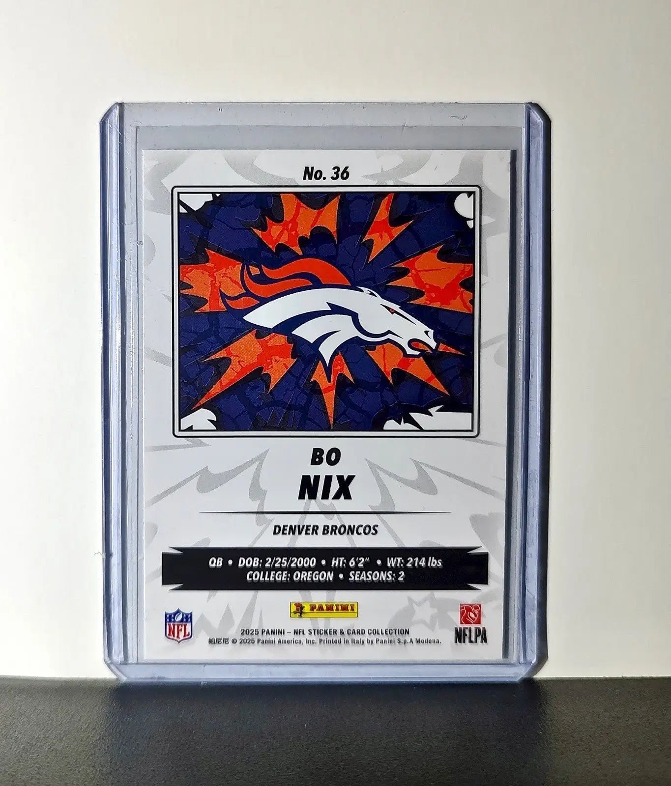 Bo Nix 2025 Panini NFL #36 Sticker Card Denver Broncos - Football Card Single