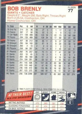Bob Brenly - 1988 Fleer - #77 - Baseball - Baseball Card Single