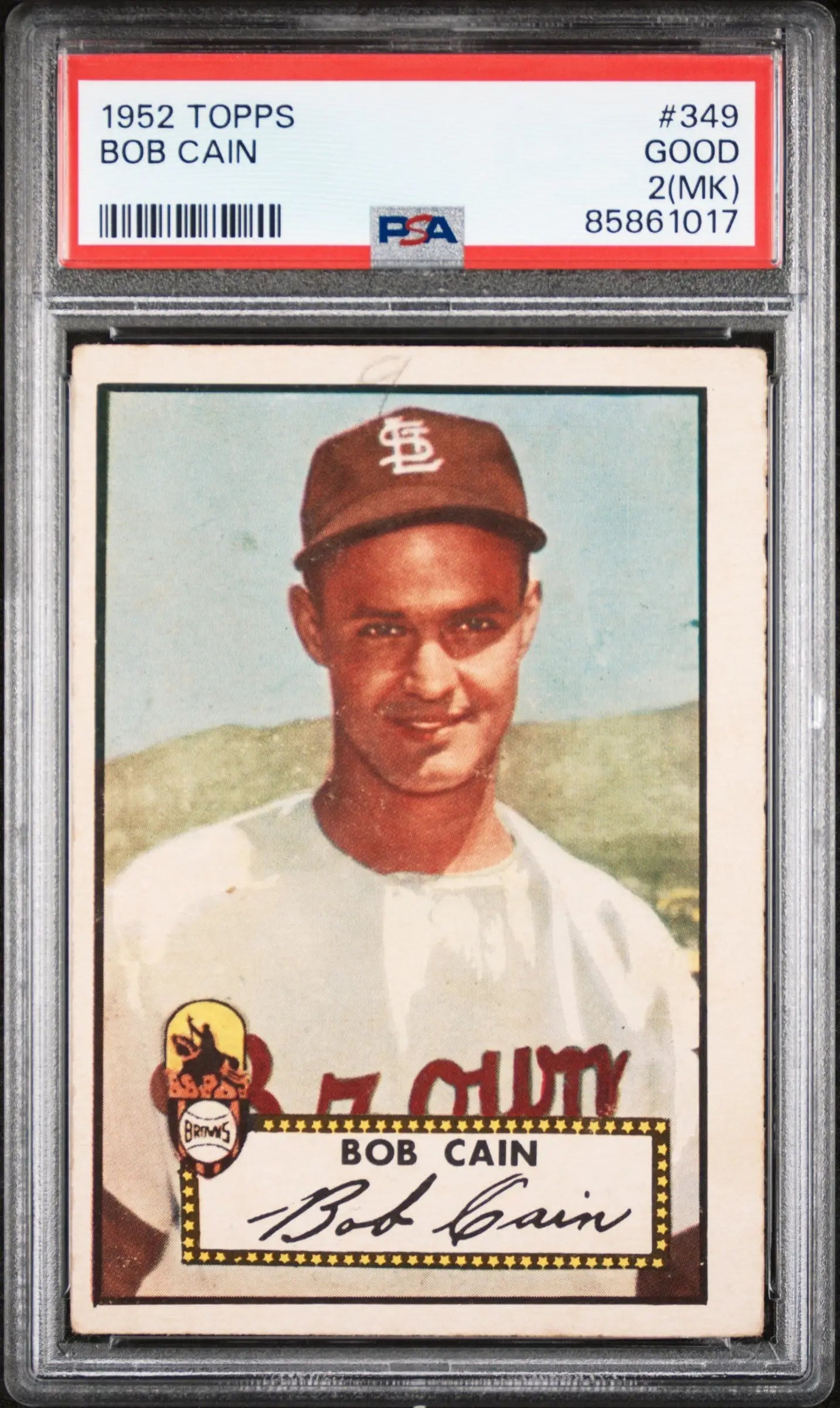 Bob Cain 1952 Topps #349 PSA 2 MK - Baseball Card Single