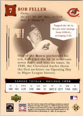 Bob Feller - 2004 Upper Deck Sweet Spot Classic - #7 - Baseball - Baseball Card Single