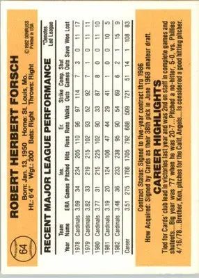 Bob Forsch - 1983 Donruss - #64 - Baseball - Baseball Card Single