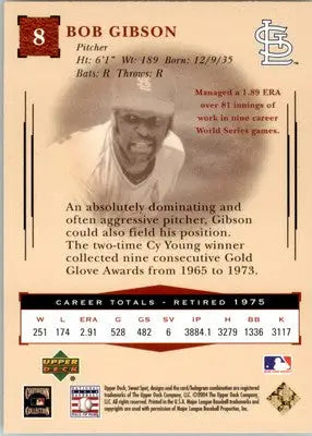 Bob Gibson - 2004 Upper Deck Sweet Spot Classic - #8 - Baseball - Baseball Card Single