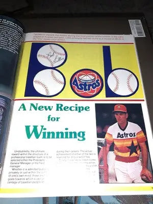 Baseball magazine spread in Bob Lillis signed Houston Astros souvenir program scorebook