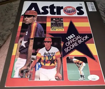 Houston Astros 1983 souvenir program scorebook signed by Bob Lillis and Nolan Ryan