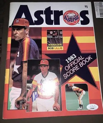Houston Astros 1983 souvenir program scorebook signed by Bob Lillis and Nolan Ryan