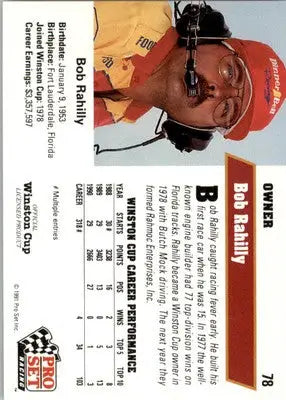 Bob Rahilly - 1991 Pro Set - #78 - Racing - Racing Card Single