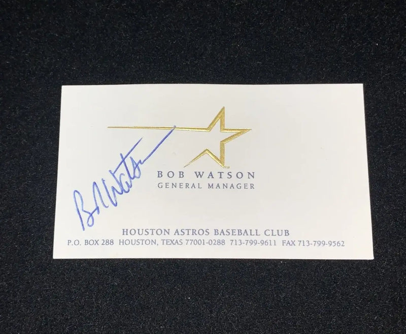 Autographed Bob Watson signed Houston Astros business card with JSA COA