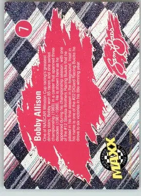 Bobby Allison - 1992 Maxx Red - #7 - Sam Bass Racing - Racing Card Single