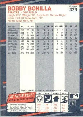 Bobby Bonilla - 1988 Fleer - #323 - Baseball - Baseball Card Single