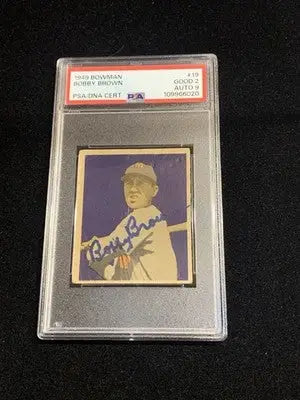 Bobby Brown PSA 2 DNA 9 Signed 1949 Bowman #19 Rookie Autograph Graded RC - Baseball Card Single