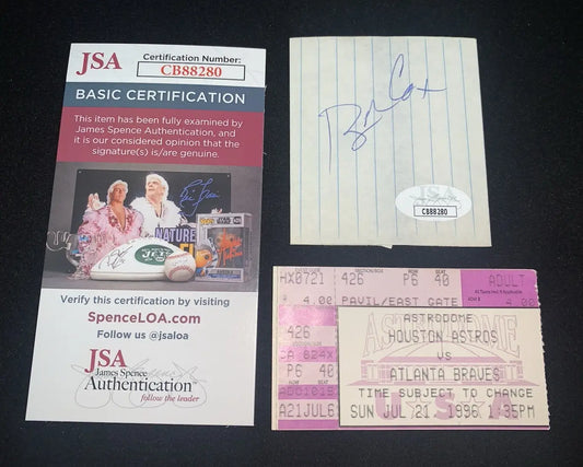 Bobby Cox AUTOGRAPH JSA Certified Signed Cut Auto 1996 Astros Braves Ticket Stub - Sports Memorabilia