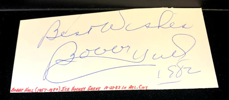 Bobby Hull Hockey Autographed Signed Index Card Cut Auto Dated 1982 JSA COA - Sports Memorabilia (Jerseys balls helmets
