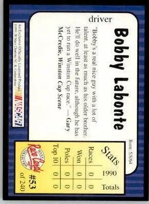 Bobby Labonte - 1991 Maxx - #53 - RC Racing - Racing Card Single