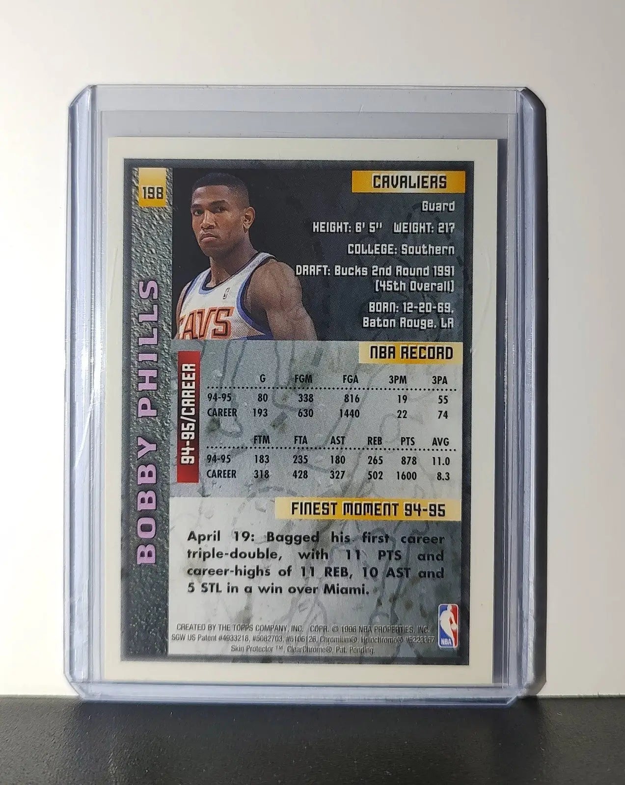 Bobby Phills 1995-96 Topps Finest NBA #198 Card Cavaliers