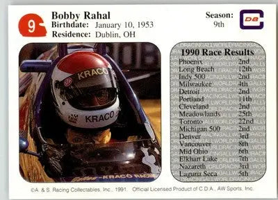 Bobby Rahal - 1991 All World - #9 - Racing - Racing Card Single