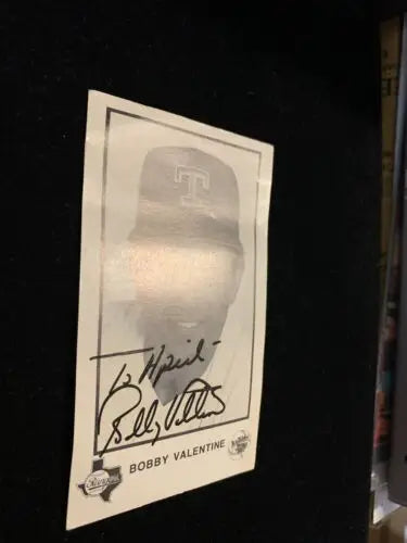 Autographed Bobby Valentine Texas Rangers Team Issue Card for collectors and fans