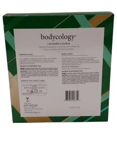 Bodycology Cucumber Melon cozy socks gift set with fragrance and body cream
