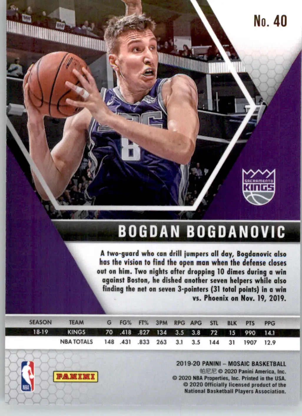 Bogdan Bogdanovic - 2019-20 Panini Mosaic - #40 - Basketball - Basketball Card Single