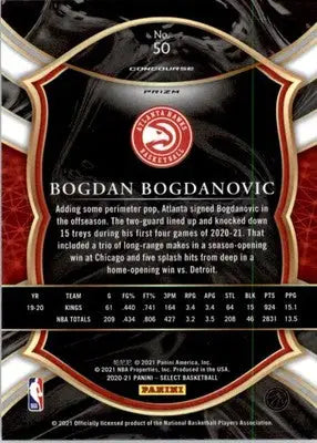 Bogdan Bogdanovic - 2020-21 Panini Select - #50 - Red White Orange Flash - Basketball Card Single