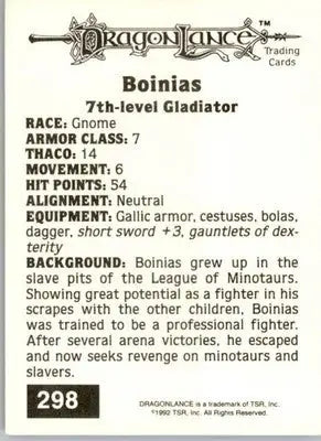 Boinias - 1992 TSR Advanced Dungeons & Dragons - #298 - Non_sport - Non-Sports Card Single