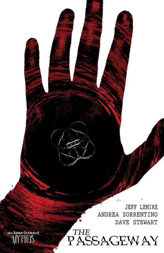Bone Orchard Mythos hardcover Passageway comic book with stylized dark red and black hand